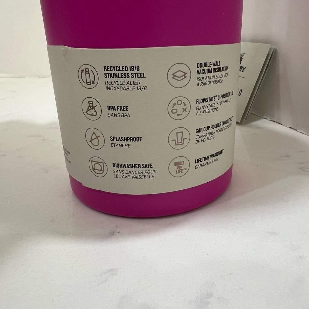 Stanley Vibrant Pink Tumbler with Orange Accent - Picture 7 of 13